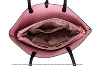 A-SHU LARGE REVERSIBLE TOTE BAG SET WITH CROSSBODY BAG - DUSKY BLUSH PINK / METALLIC CREAM - A-SHU.CO.UK
