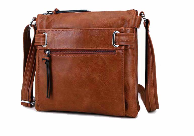 A-SHU LARGE BROWN MULTI COMPARTMENT CROSS BODY OVER SHOULDER BAG WITH LONG STRAP - A-SHU.CO.UK