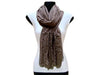 A-SHU LARGE TAUPE BEIGE LACE DETAIL LIGHTWEIGHT SCARF - A-SHU.CO.UK