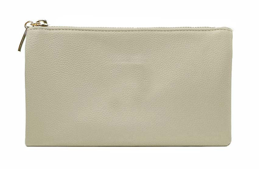 SMALL MULTI-POCKET CROSSBODY PURSE BAG WITH WRIST AND LONG STRAPS - LIGHT GREY