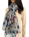 LIGHTWEIGHT GREY SKETCHED TREES SHEER NECK SCARF