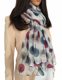 LIGHTWEIGHT WHITE SKETCHED TREES SHEER NECK SCARF