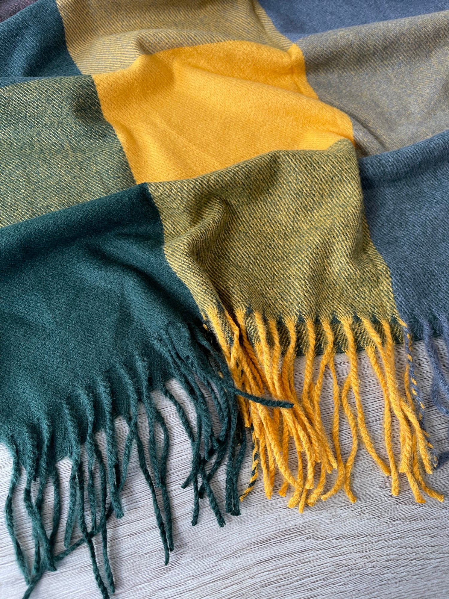 Blue and shop yellow blanket scarf