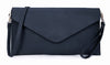 A-SHU NAVY BLUE OVER-SIZED ENVELOPE CLUTCH BAG WITH LONG CROSS BODY AND WRISTLET STRAP - A-SHU.CO.UK