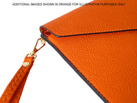 A-SHU BROWN OVER-SIZED ENVELOPE CLUTCH BAG WITH LONG CROSS BODY AND WRISTLET STRAP - A-SHU.CO.UK