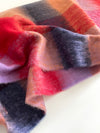 RED CHECKED WOOL RAINBOW BLANKET SCARF OVERSIZED WINTER SHAWL WRAP