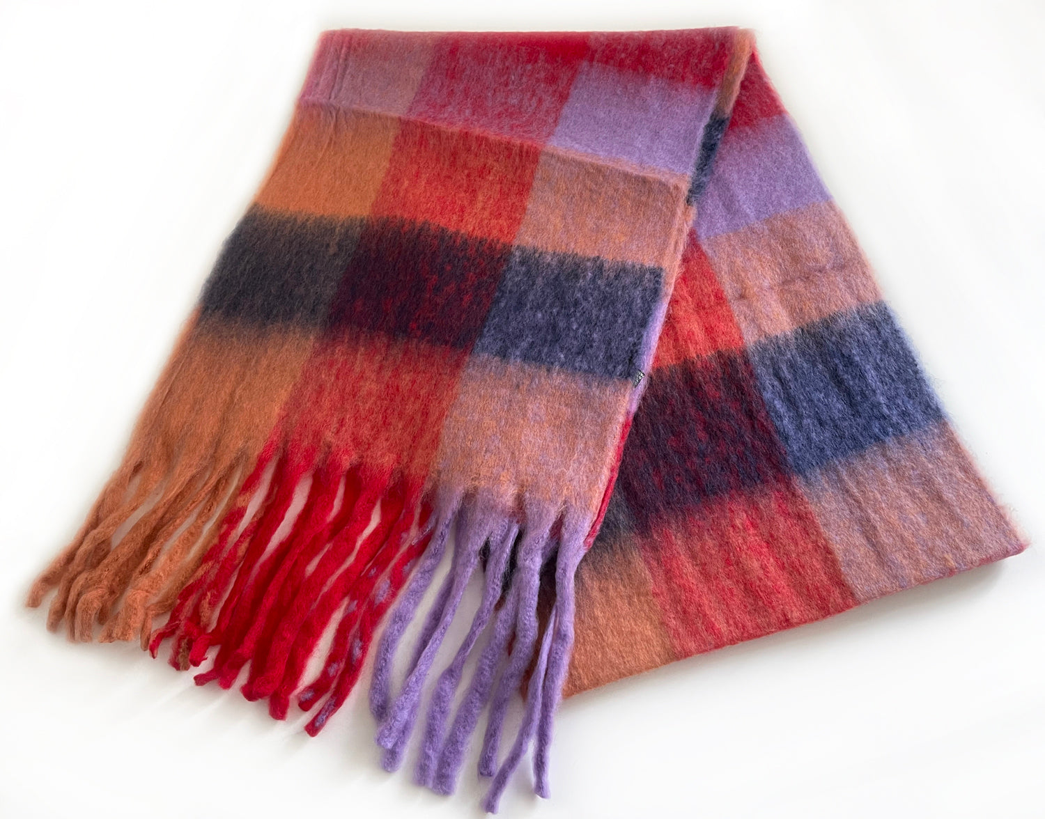 Zara Checked Blanket Scarf Soft Warm Farmhouse Plaid Knit Wrap Preppy buy Red Blue