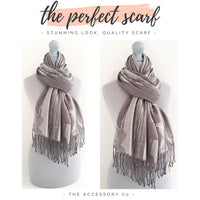 SILVER GREY REVERSIBLE PASHMINA SHAWL SCARF IN ABSTRACT FLORAL PRINT