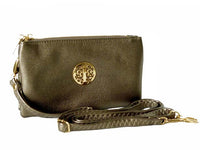 A-SHU SMALL MULTI-COMPARTMENT CROSS-BODY PURSE BAG WITH WRIST AND LONG STRAPS - PEWTER - A-SHU.CO.UK
