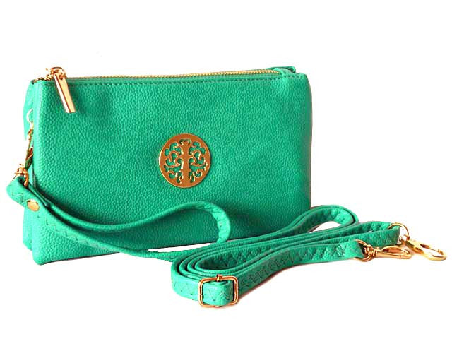 A-SHU SMALL MULTI-COMPARTMENT CROSS-BODY PURSE BAG WITH WRIST AND LONG STRAPS - TURQUOISE - A-SHU.CO.UK