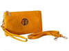 A-SHU SMALL MULTI-COMPARTMENT CROSS-BODY PURSE BAG WITH WRIST AND LONG STRAPS - YELLOW - A-SHU.CO.UK