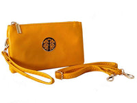 A-SHU SMALL MULTI-COMPARTMENT CROSS-BODY PURSE BAG WITH WRIST AND LONG STRAPS - YELLOW - A-SHU.CO.UK