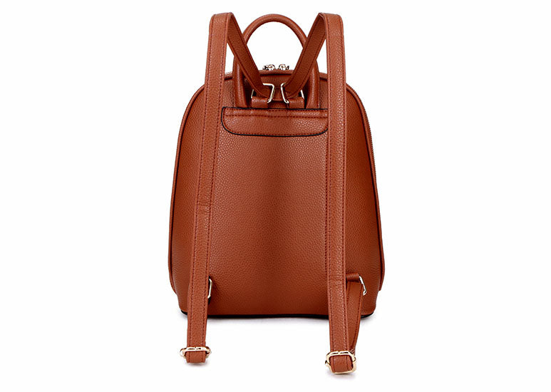 A SHU SMALL MULTI COMPARTMENT CROSS BODY BACKPACK WITH TOP HANDLE