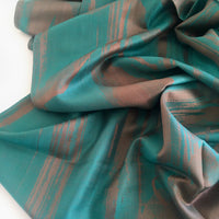 A-SHU TURQUOISE BRONZE REVERSIBLE PASHMINA SHAWL SCARF IN ABSTRACT FLORAL PRINT - A-SHU.CO.UK