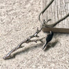 A-SHU BLACK BIRD-ON-A-BRANCH PENDANT NECKLACE WITH SILVER CHAIN - A-SHU.CO.UK