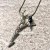 A-SHU BLACK BIRD-ON-A-BRANCH PENDANT NECKLACE WITH SILVER CHAIN - A-SHU.CO.UK