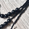 A-SHU LONG BEADED PEARL CORSAGE MULTI-LAYER NECKLACE - BLACK - A-SHU.CO.UK