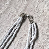 A-SHU LONG BEADED PEARL CORSAGE MULTI-LAYER NECKLACE - SILVER GREY - A-SHU.CO.UK