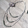 A-SHU LONG BEADED PEARL CORSAGE MULTI-LAYER NECKLACE - SILVER GREY - A-SHU.CO.UK