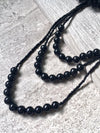 A-SHU LONG BEADED PEARL CORSAGE MULTI-LAYER NECKLACE - BLACK - A-SHU.CO.UK