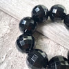 A-SHU CHUNKY BLACK BEAD DISCO BALL BRACELET ON STRETCH ELASTICATED BAND - A-SHU.CO.UK