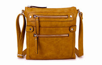 LARGE MUSTARD YELLOW MULTI COMPARTMENT CROSSBODY BAG WITH LONG STRAP