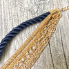 A-SHU GOLD CHAIN MULTI-LAYER NAVY BLUE BRAIDED ROPE NAUTICAL BRACELET - A-SHU.CO.UK