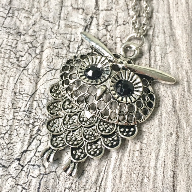 A-SHU SILVER OWL BIRD PENDANT WITH LONG NECKLACE - A-SHU.CO.UK