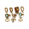 A-SHU TIBETAN VINTAGE INSPIRED 10 PCS RING SET - GOLD - A-SHU.CO.UK