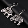 A-SHU VINTAGE SILVER HOLLOW CARVED ELEPHANT DROP EARRINGS - A-SHU.CO.UK