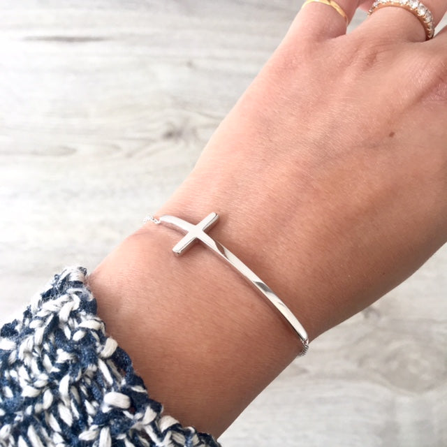 Sideways cross bangle on sale bracelet