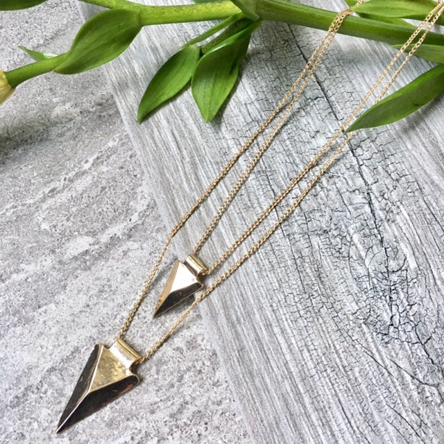 A-SHU MULTI LAYER POINTY TRIANGLE ARROW GOLD CHAIN NECKLACE - A-SHU.CO.UK